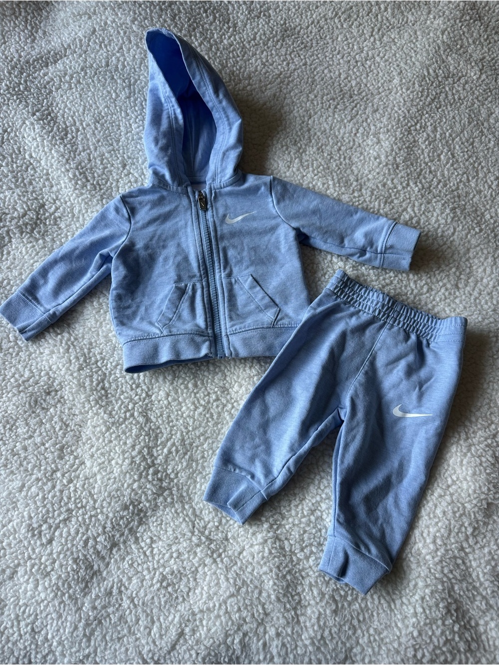 Nike Baby Light Blue Hooded Zip Jacket & Jogger Set